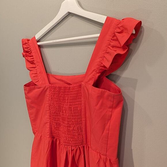 52seven Midi Dress Smocked Stretch Cotton Pockets Casual Church Picnic - Size 10 - Picture 4 of 7